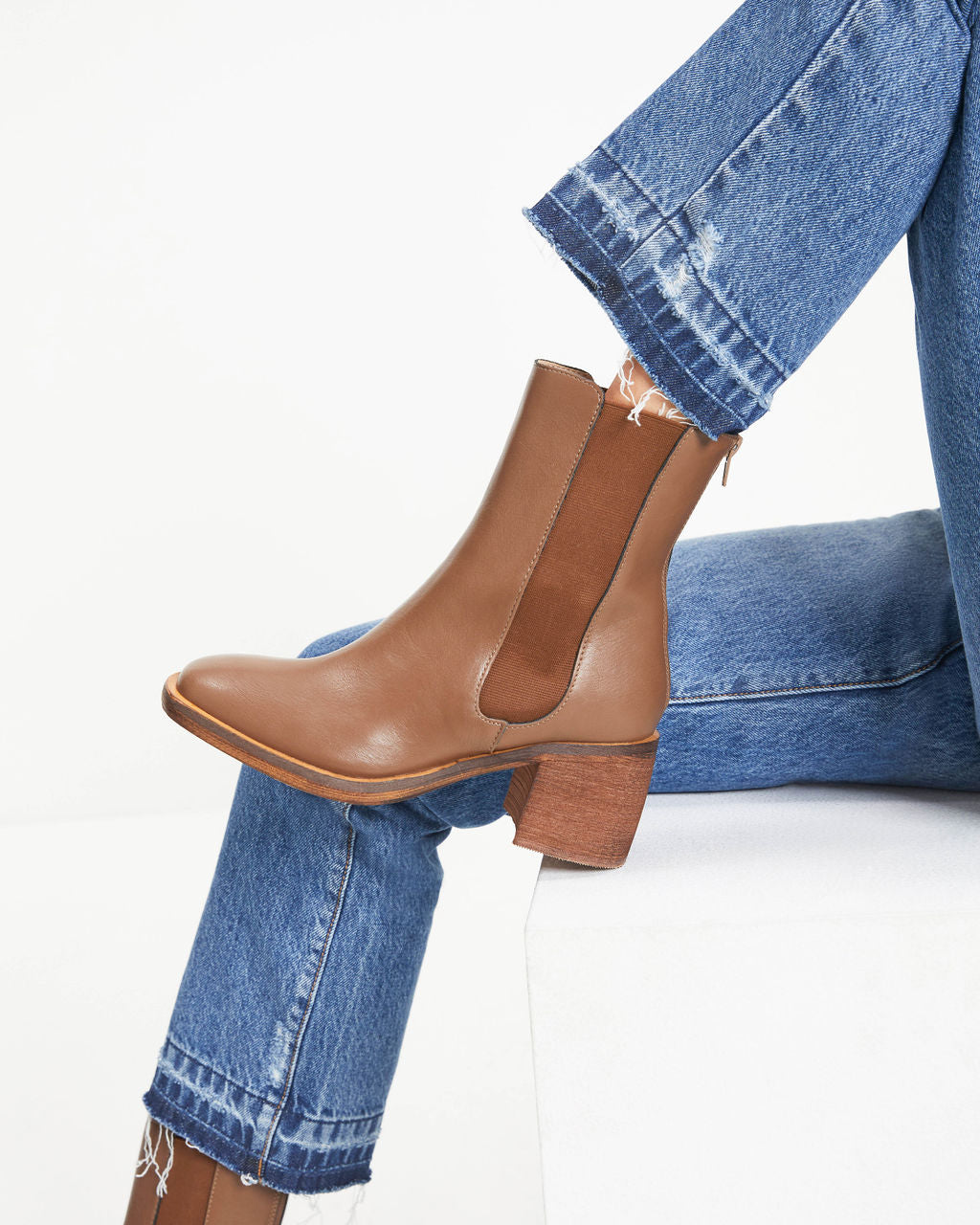 Olivia Faux Leather Bootie - Chocolate