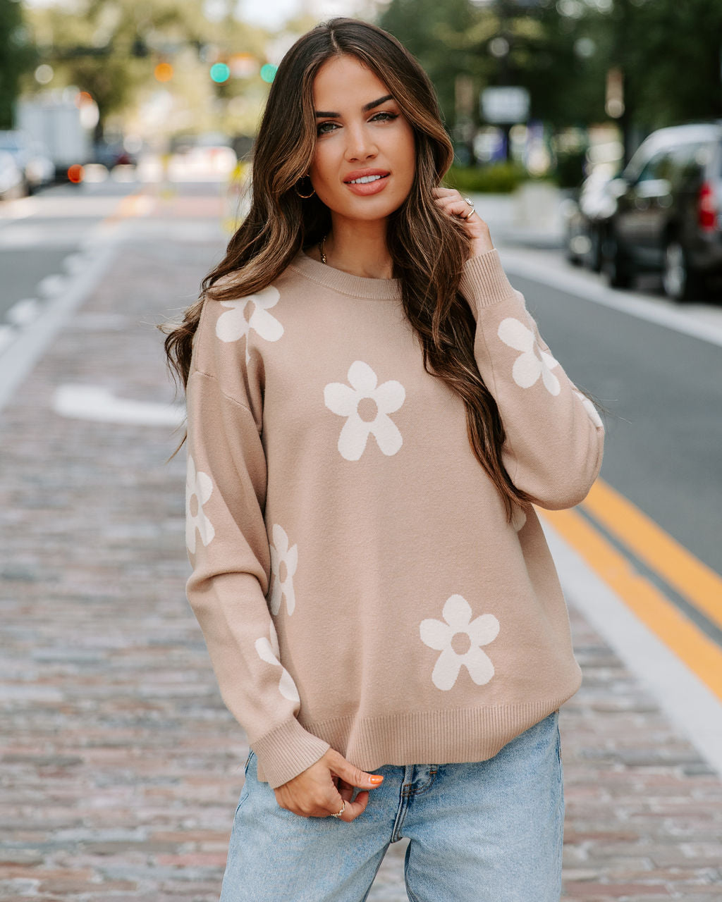 Pushing Daisies Knit Pullover Sweater