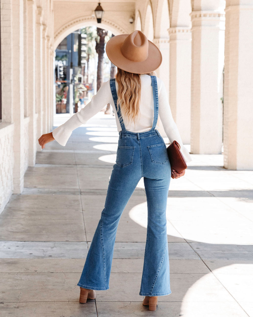 Brady Bell Bottom Pocketed Overalls - Denim - SALE