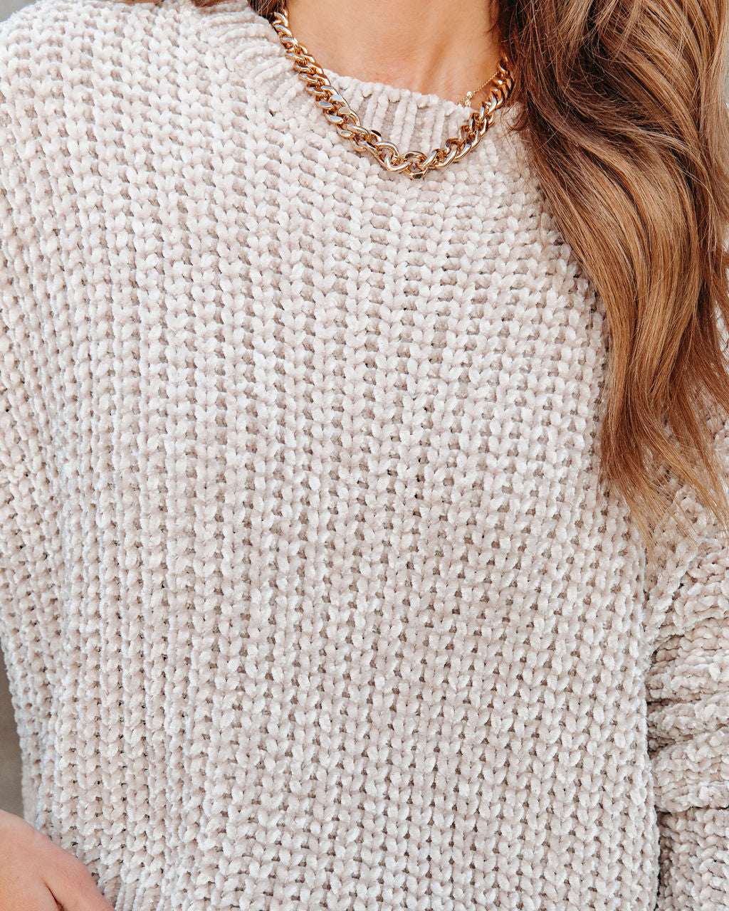 Waves Of Desire Chenille Sweater - Taupe