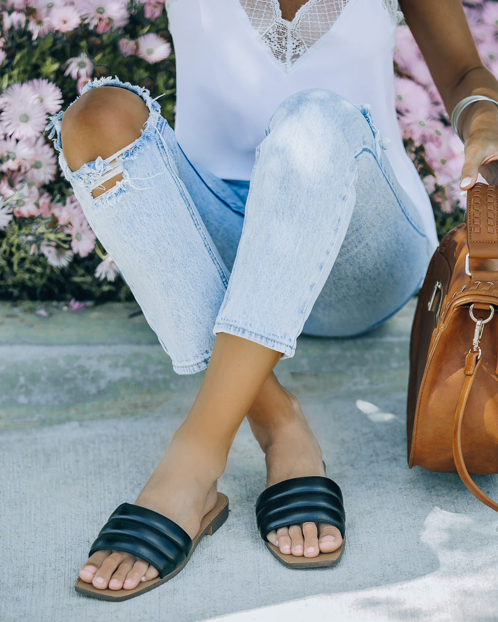 Skye Padded Square Toe Sandal - Black - FINAL SALE