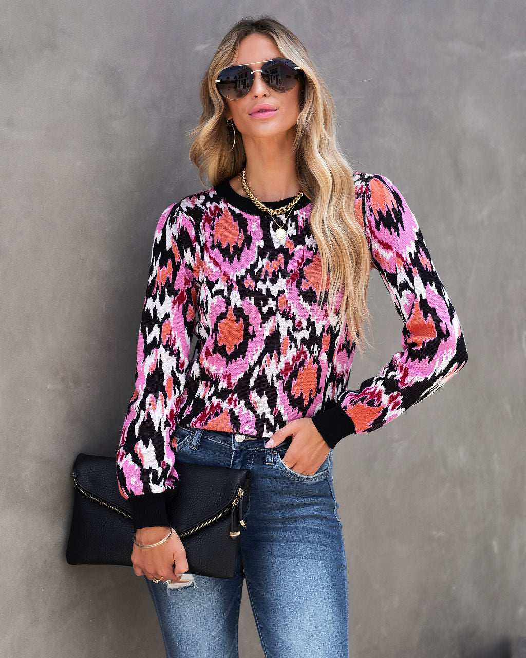 Zoe Printed Pullover Sweater - SALE