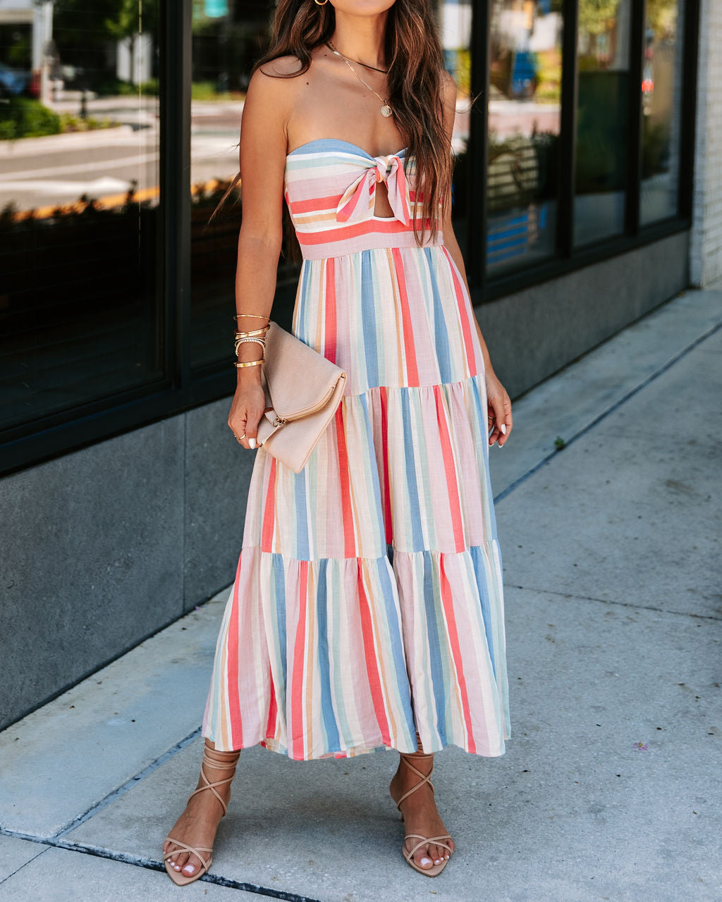 Valentina Striped Strapless Midi Dress - FINAL SALE