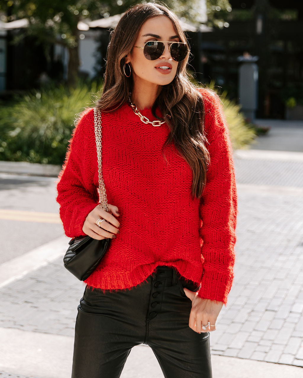 Doris Knit Pullover Sweater - Red