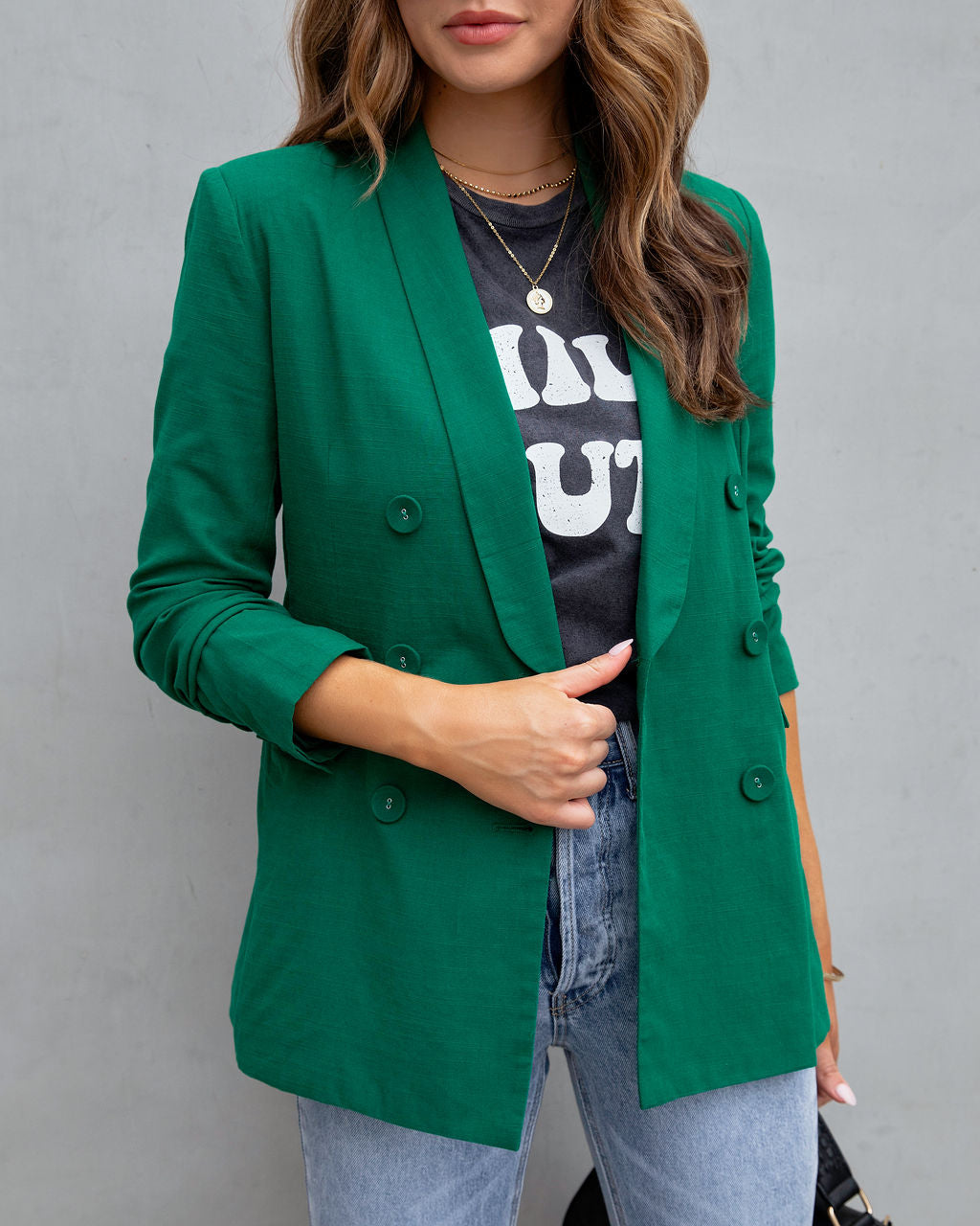 Lilly Pocketed Blazer - Hunter Green - FINAL SALE
