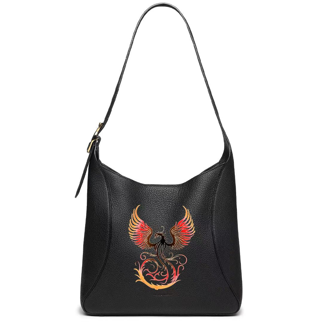 Handmade black TOGO Leather Shoulder Hobo Bag