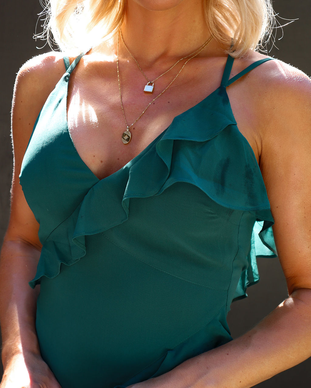 Hard To Catch Tiered Ruffle Maxi Dress - Hunter Green - FINAL SALE