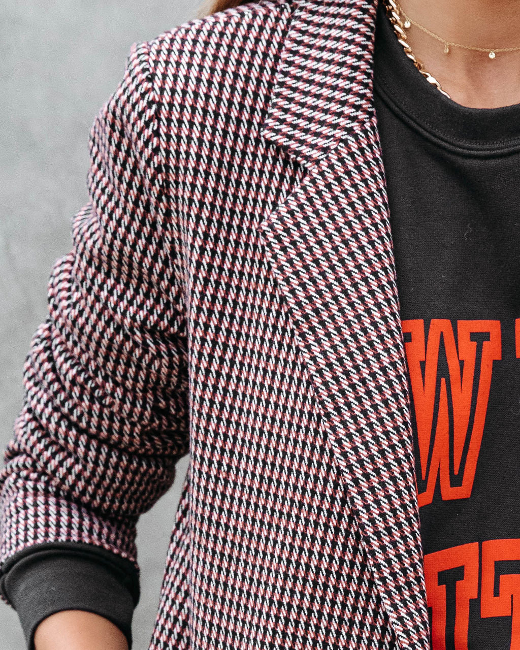 Good Catch Pocketed Checkered Blazer