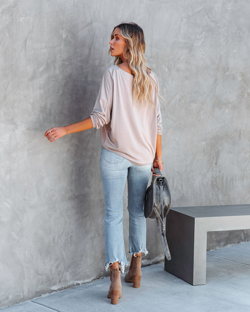 Jenna Boat Neck Long Sleeve Top - Mocha