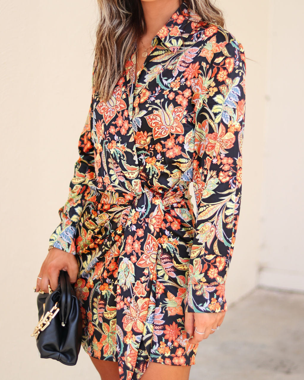 Malia Satin Printed Wrap Mini Dress