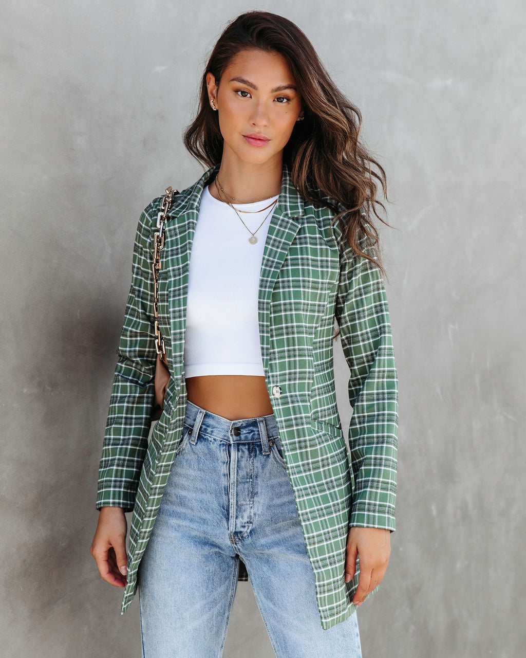 A La Mode Plaid Blazer