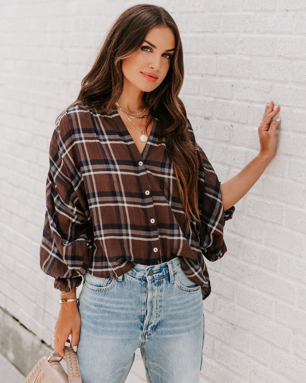 Williamsburg Cotton Plaid Button Down Top