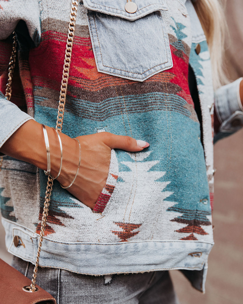 Ashbury Pocketed Woven Contrast Denim Jacket