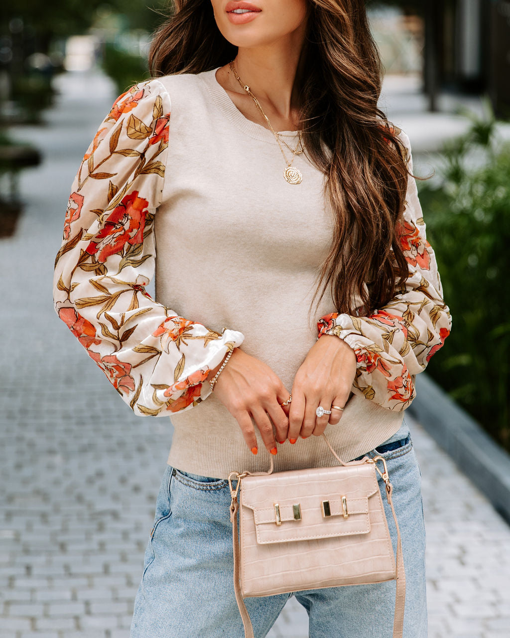 Blaire Knit Burnout Velvet Contrast Top