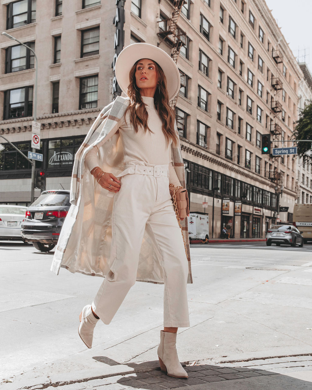 Winner Takes It All Pocketed Belted Corduroy Pants - Ivory