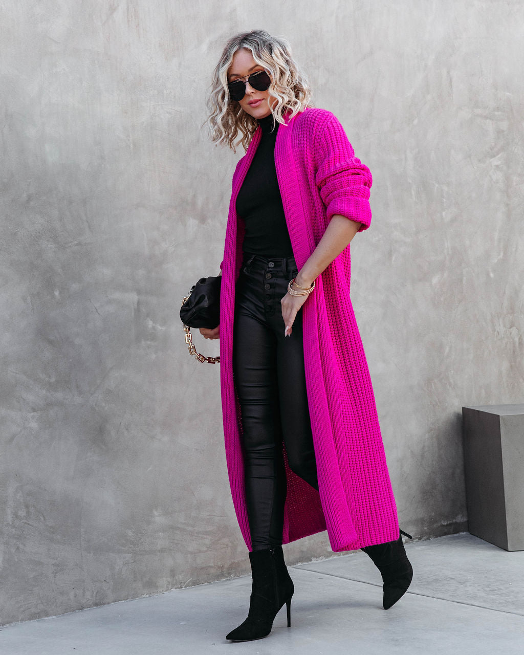Shelby Knit Duster Cardigan - Hot Pink
