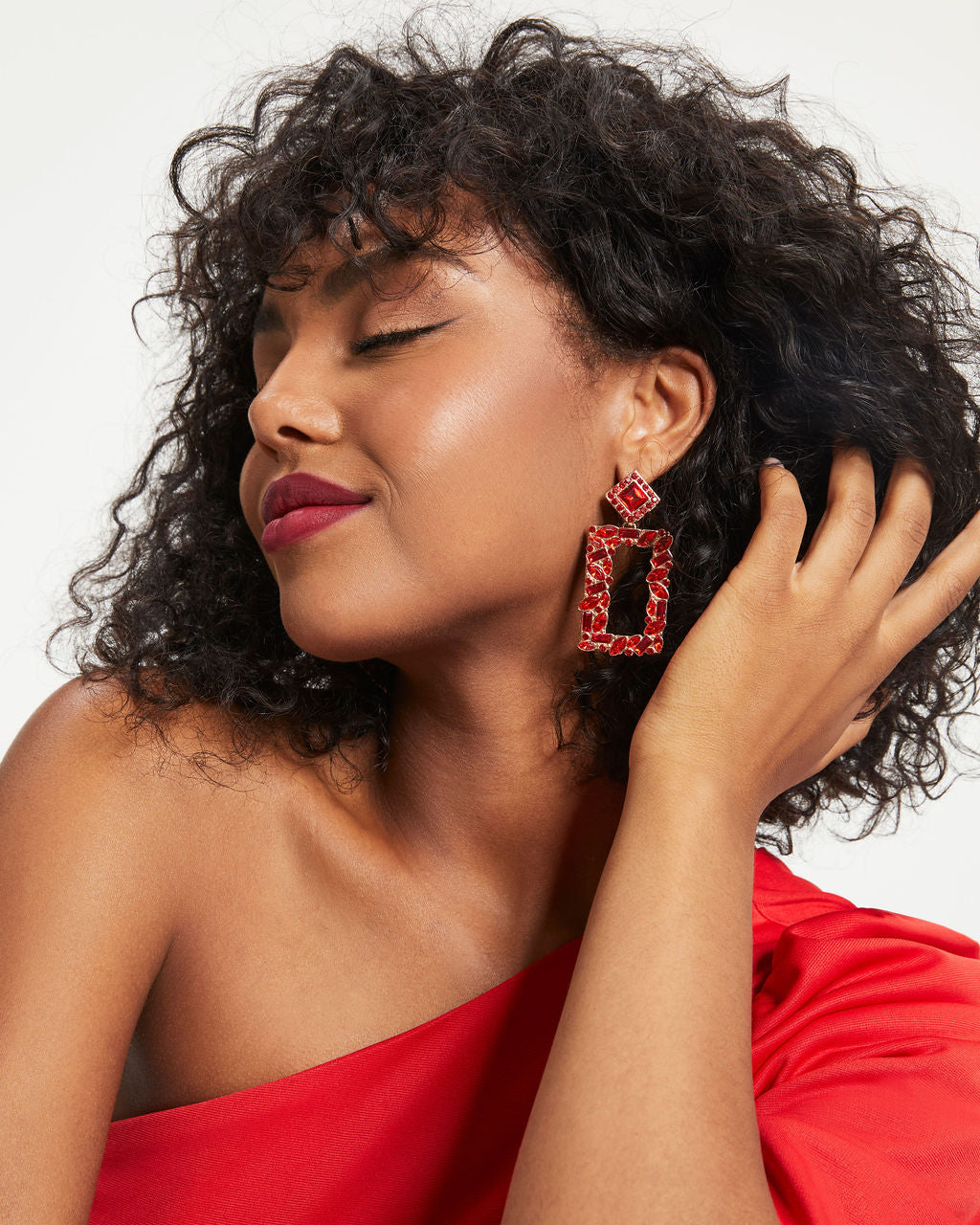 Mosaic Drop Earrings - Red