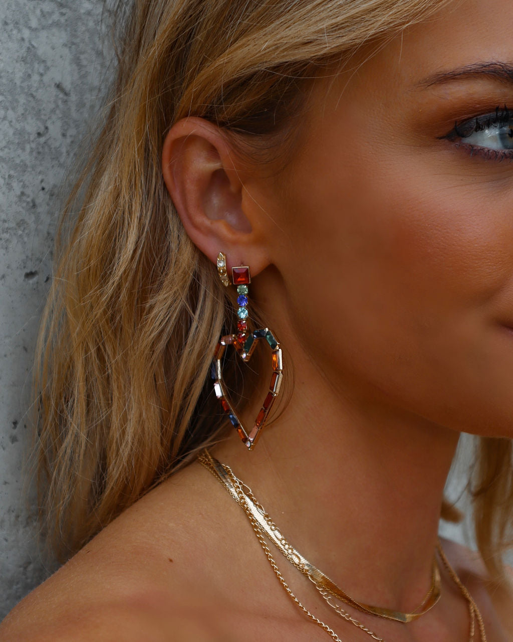 Color My Heart Gem Drop Earrings - Multi