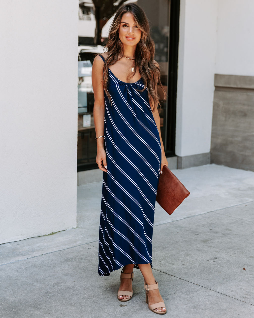 Powell Striped Adjustable Maxi Dress - Navy - FINAL SALE