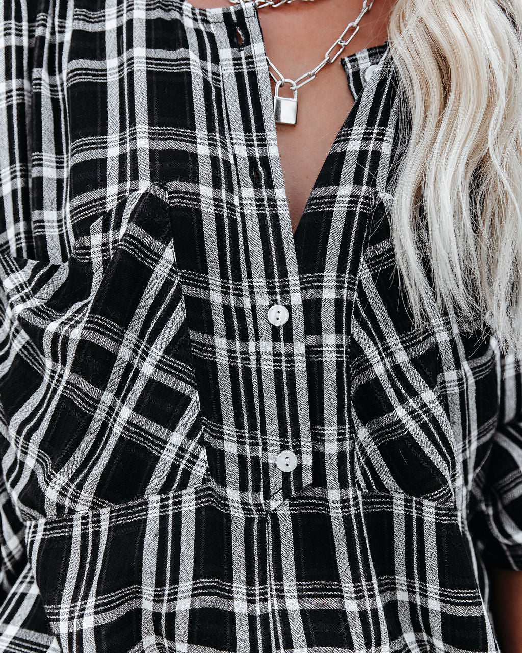 Mandy Cotton Plaid Henley Top