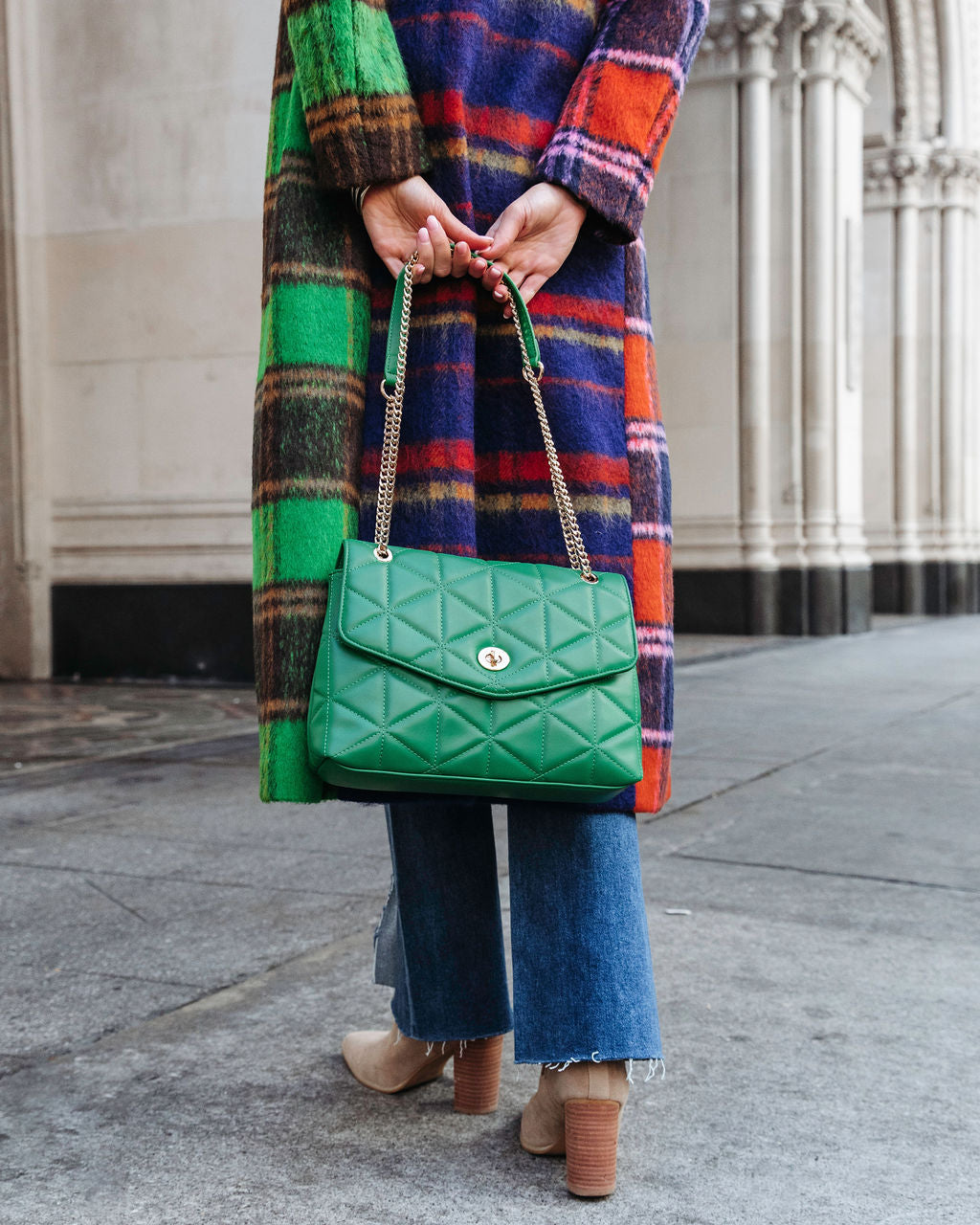 Gabriela Quilted Crossbody Bag - Green