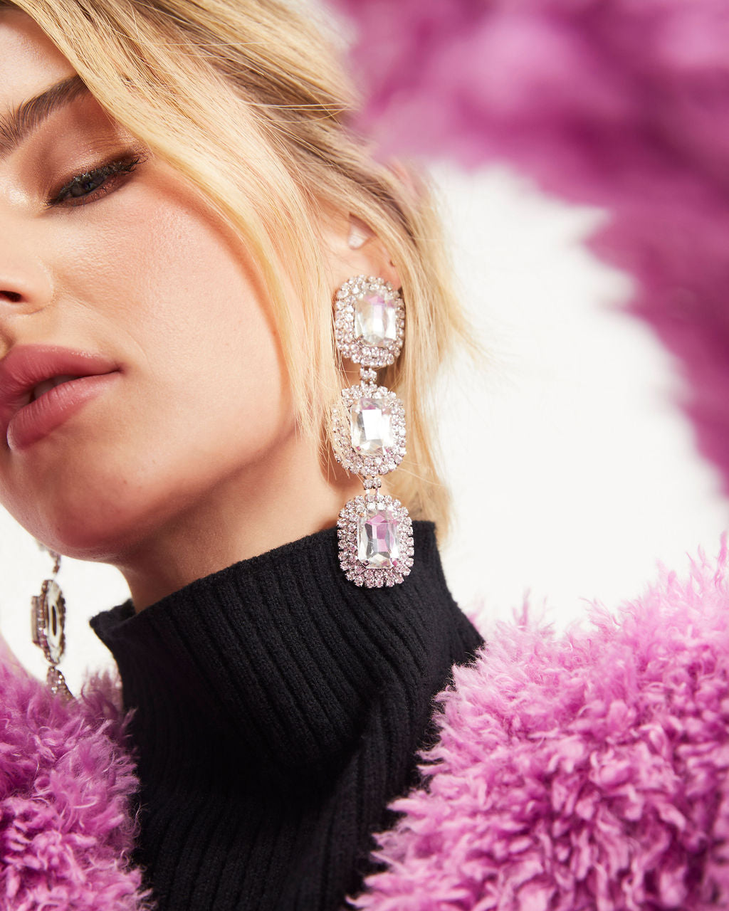 Penelope Gemstone Drop Earrings - Clear