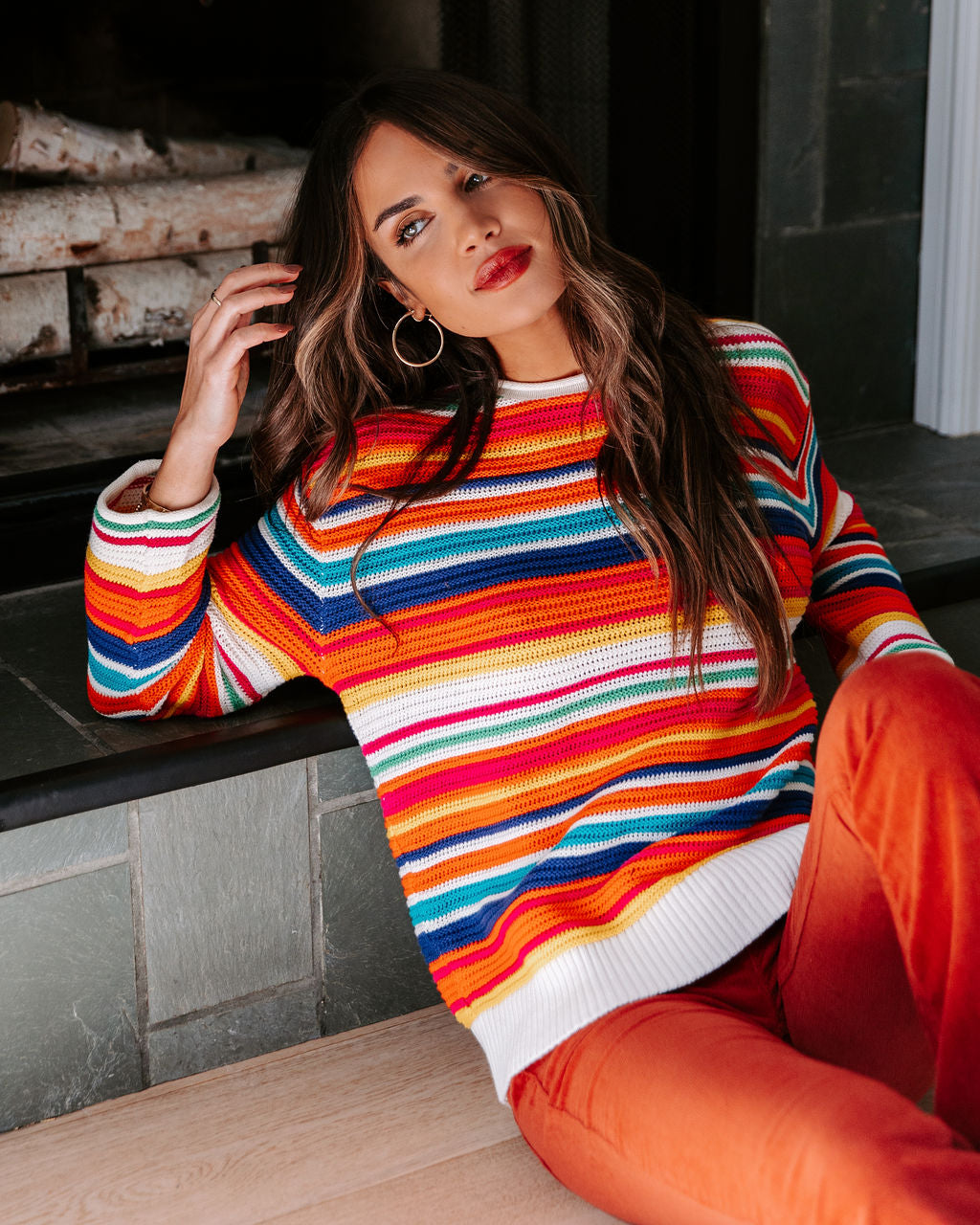 Think Bold Striped Knit Pullover Sweater