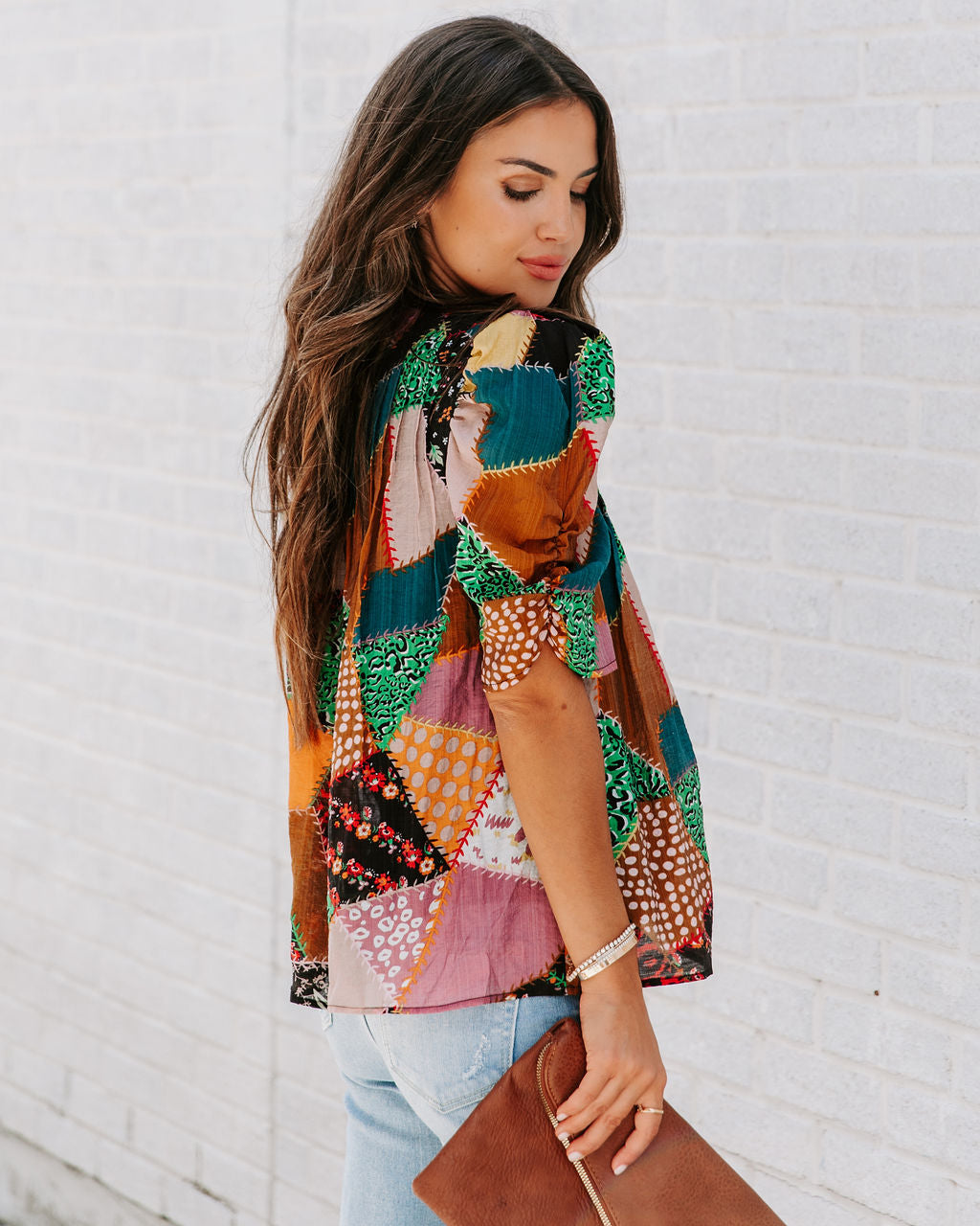 Sally Patchwork Puff Sleeve Top