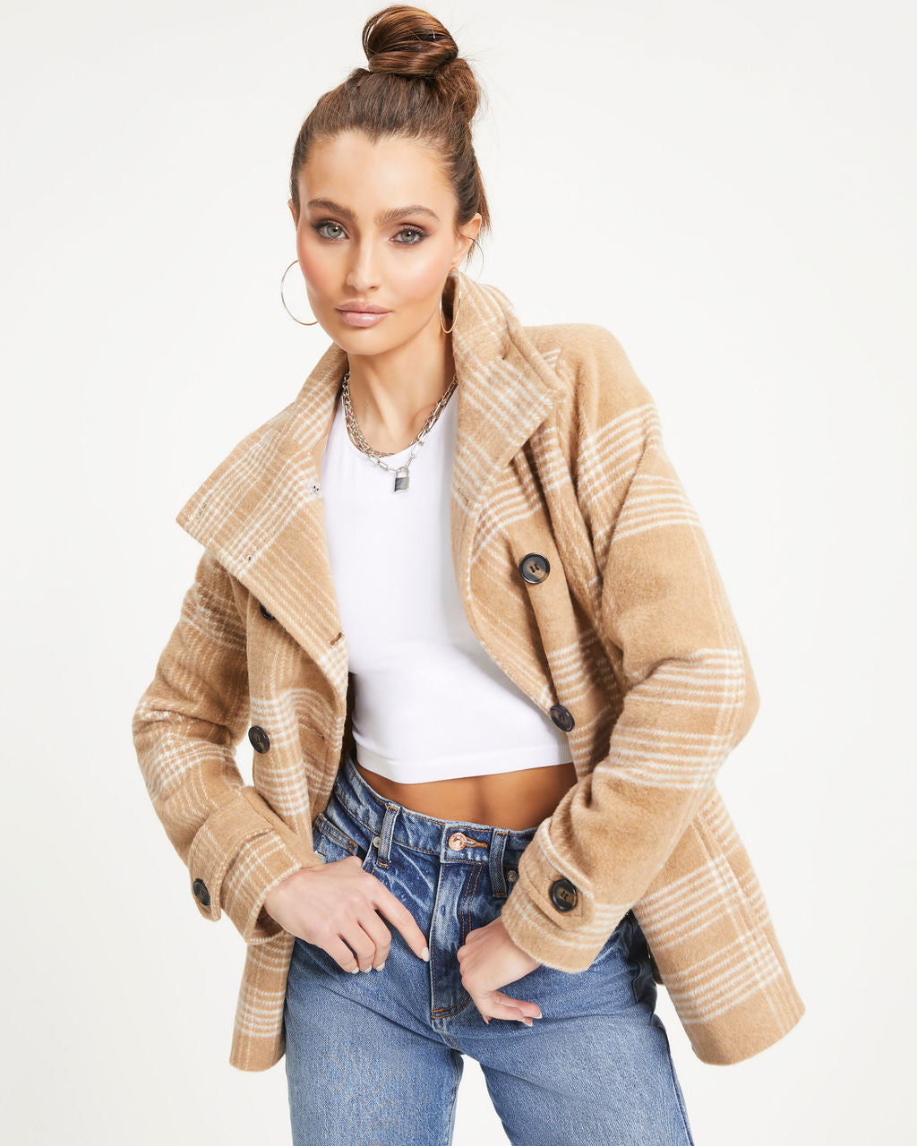 Let's Talk News Pocketed Jacket - Camel