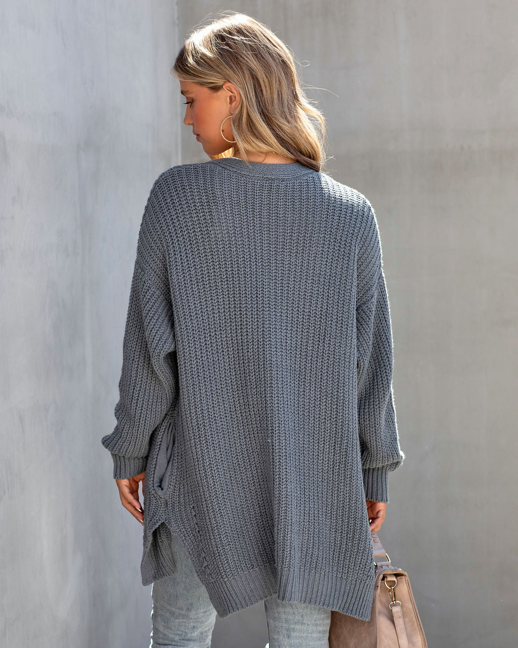 Chasin Shadows Oversized Knit Cardigan - Asphalt - SALE