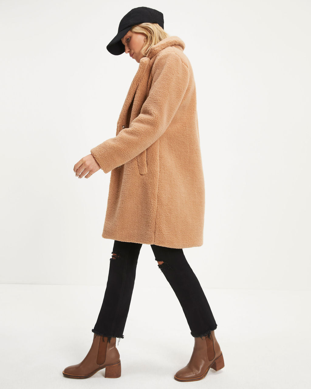 Mountain View Pocketed Teddy Coat - Camel