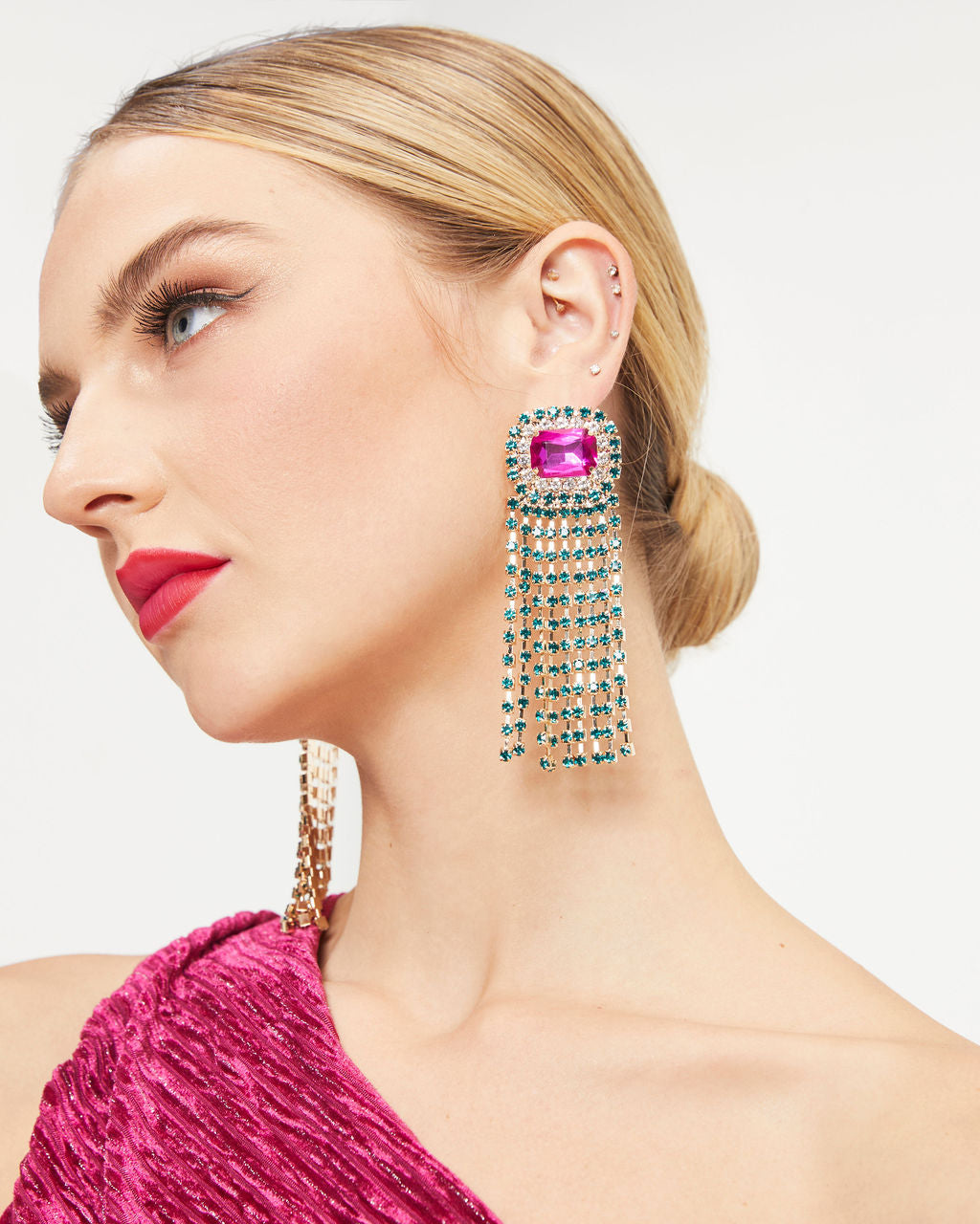 Lindsay Gemstone Fringe Earrings - Multi