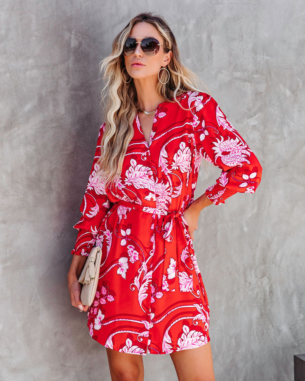 Drew Printed Button Down Shirt Dress - SALE
