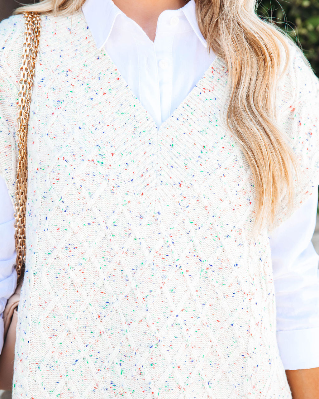 Live Boldly Knit Speckled Sweater Vest