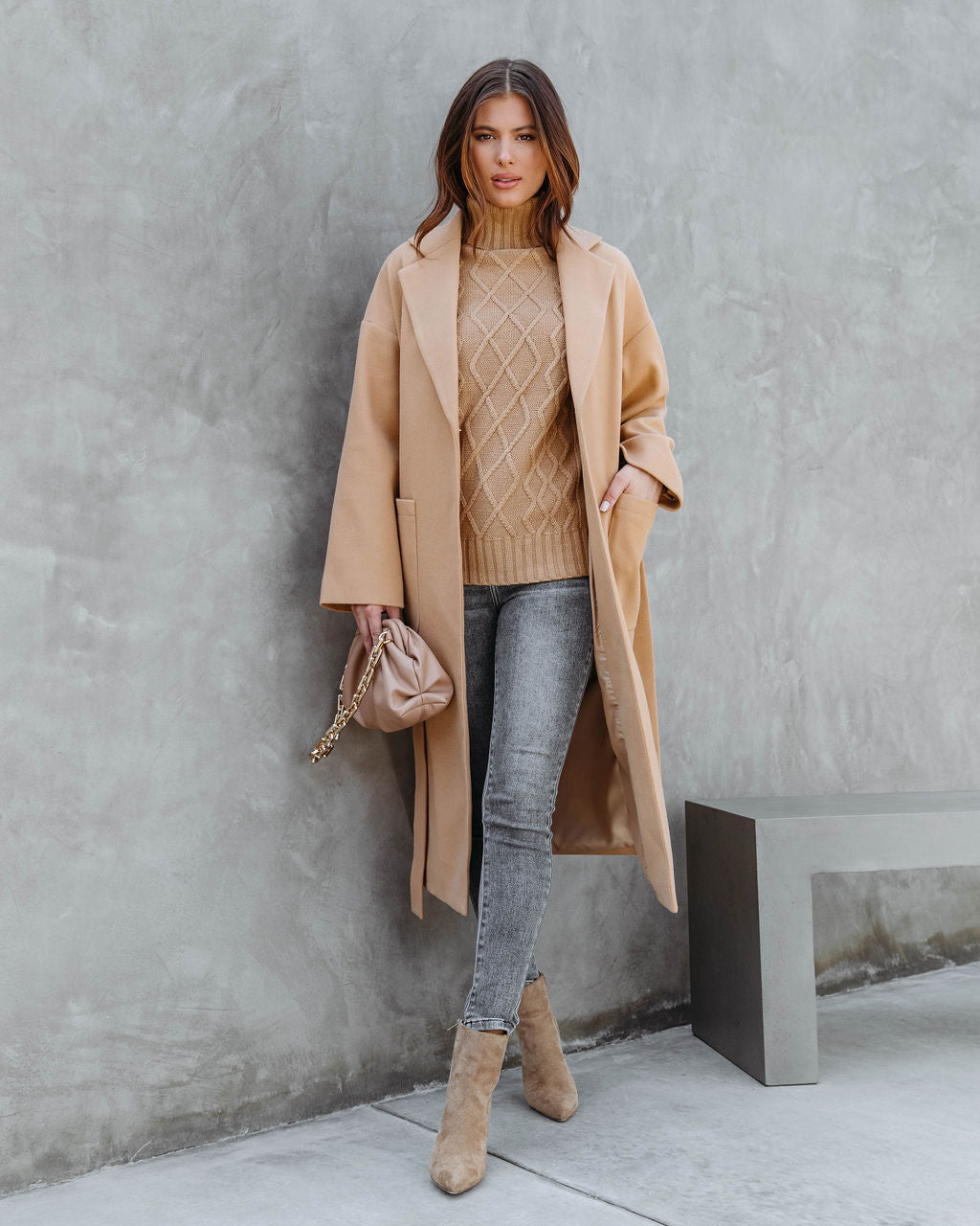 Great Expectations Pocketed Coat - Camel