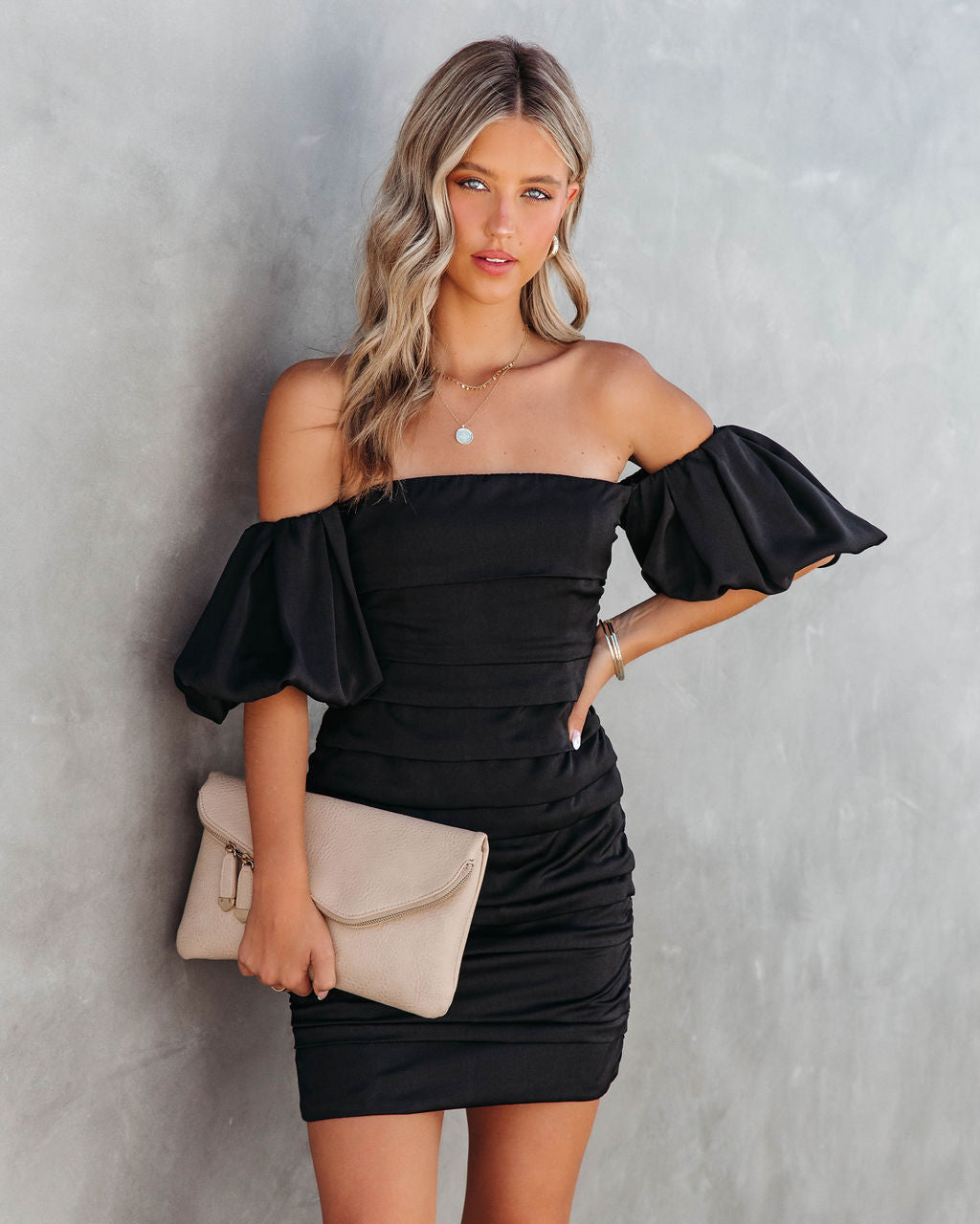 City Fashionista Off The Shoulder Mini Dress - Black