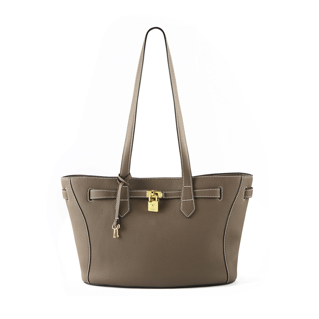 Handmade Etoupe TOGO Leather Shoulder Tote Bag