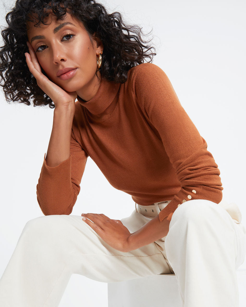 Something To Remember Turtleneck Long Sleeve Top - Caramel