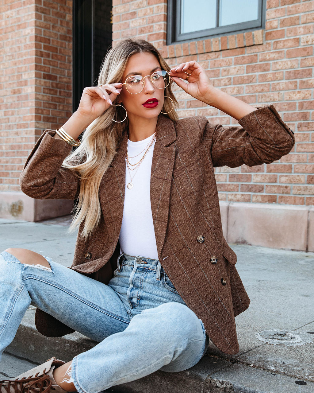 Glasgow Pocketed Herringbone Blazer