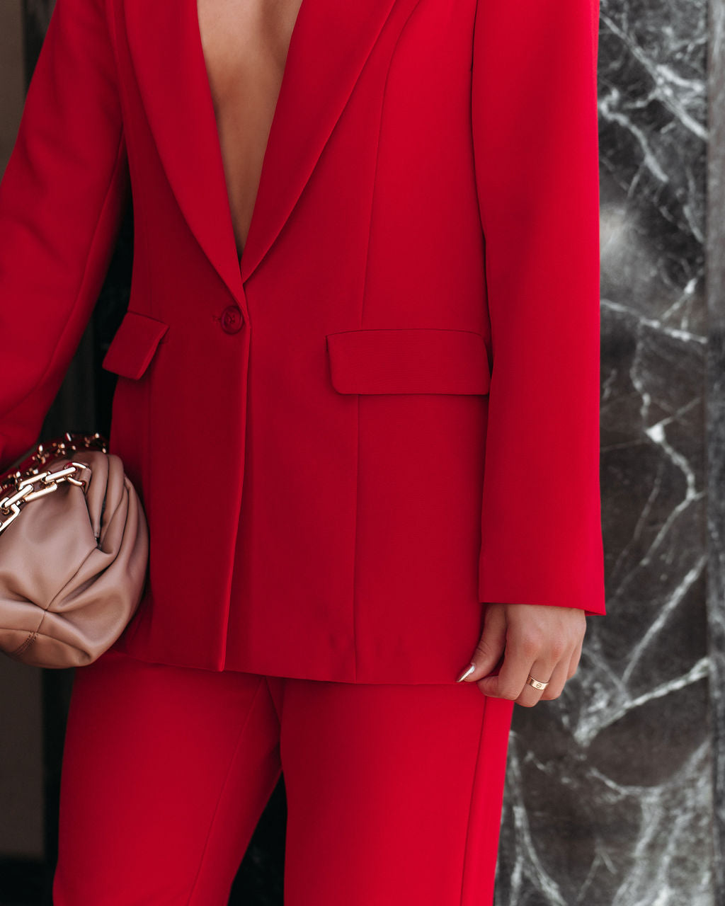 Runway Pocketed Blazer - Red