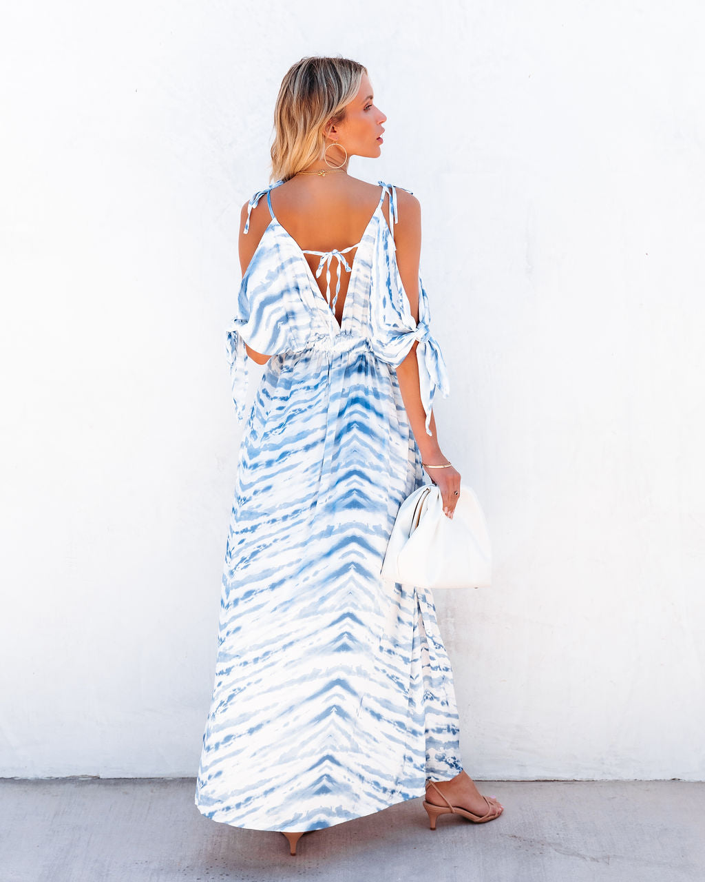 Strikingly Blue Cold Shoulder Maxi Dress - FINAL SALE