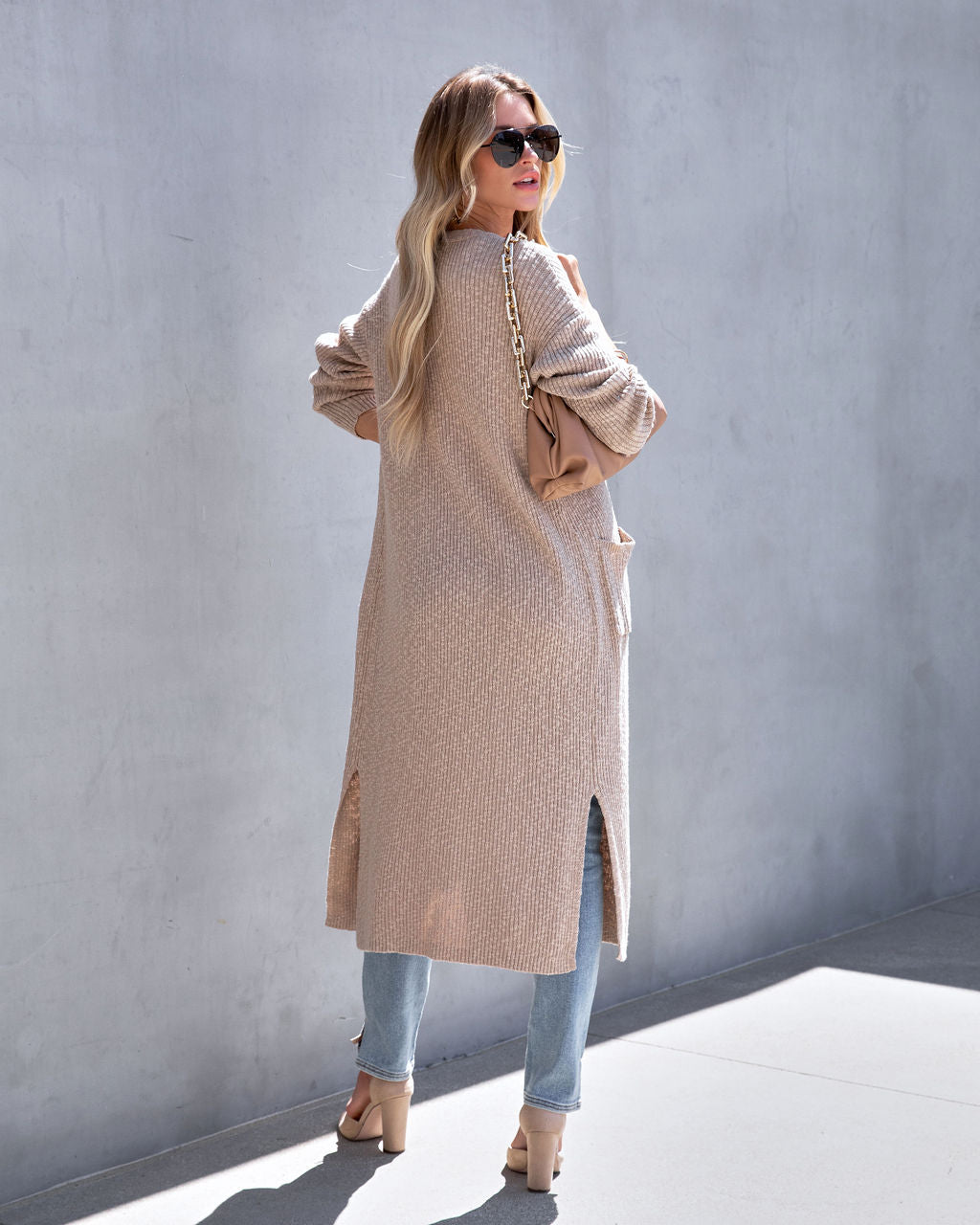 Judith Pocketed Knit Duster Cardigan - Taupe - SALE