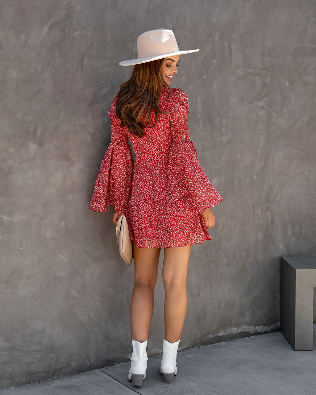 Desiree Floral Bell Sleeve Tie Front Dress - FINAL SALE