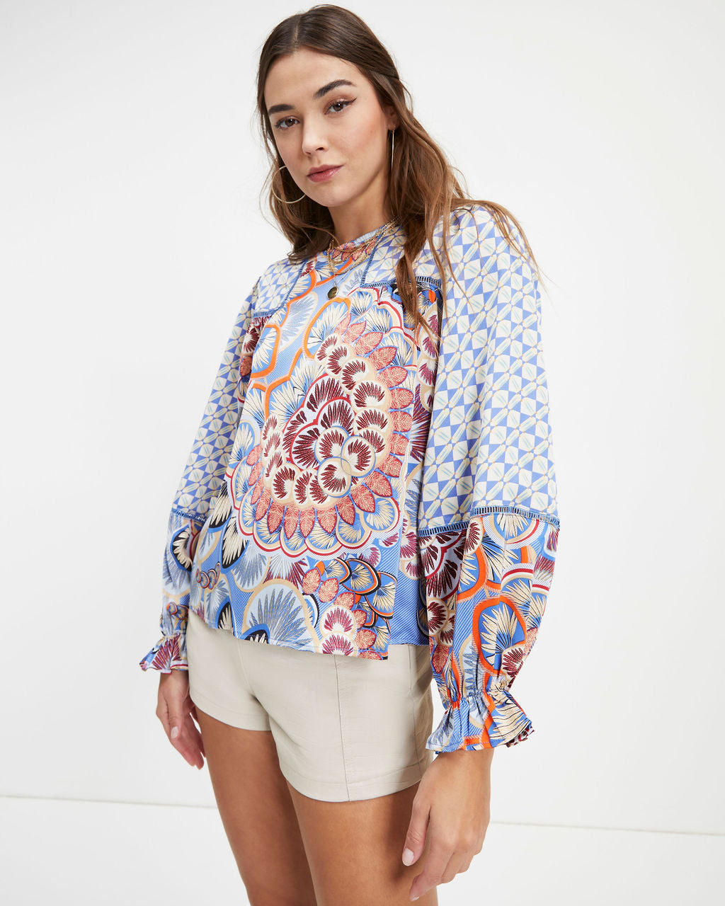 Owen Satin Printed Long Sleeve Top - FINAL SALE