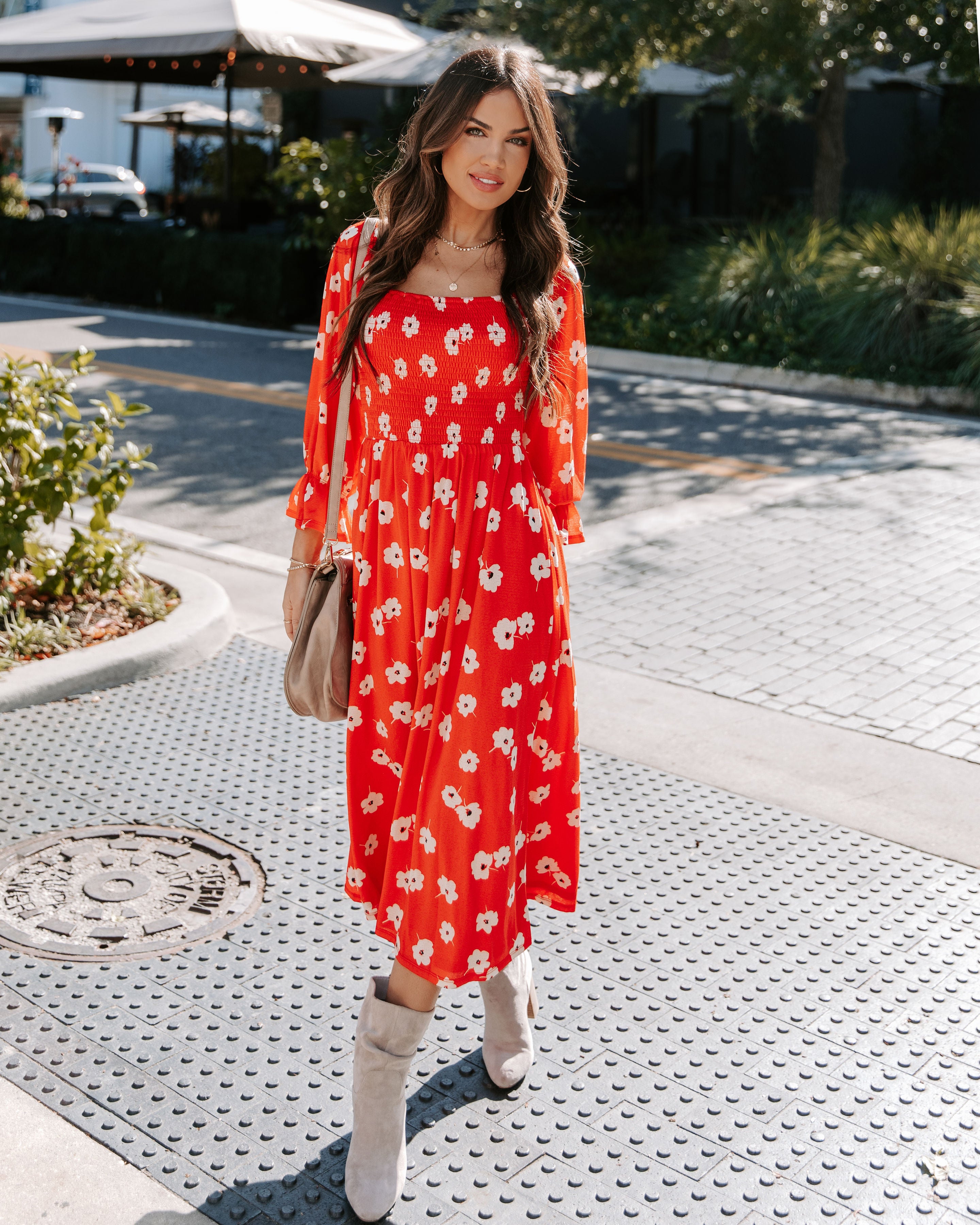 Poppy Girl Floral Smocked Midi Dress