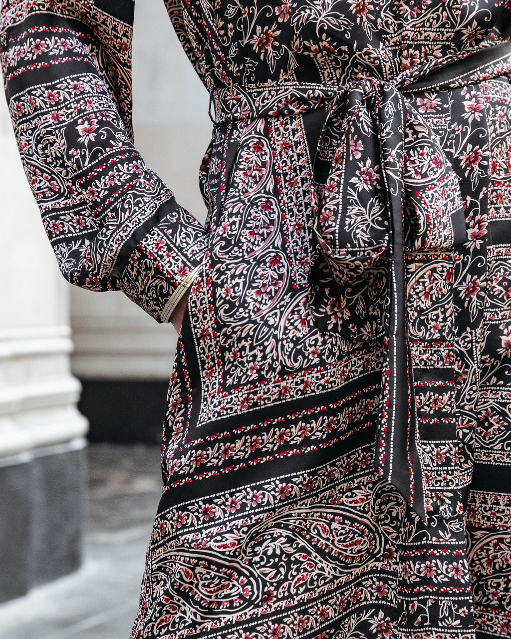 Bentley Pocketed Printed Shirt Dress - Black