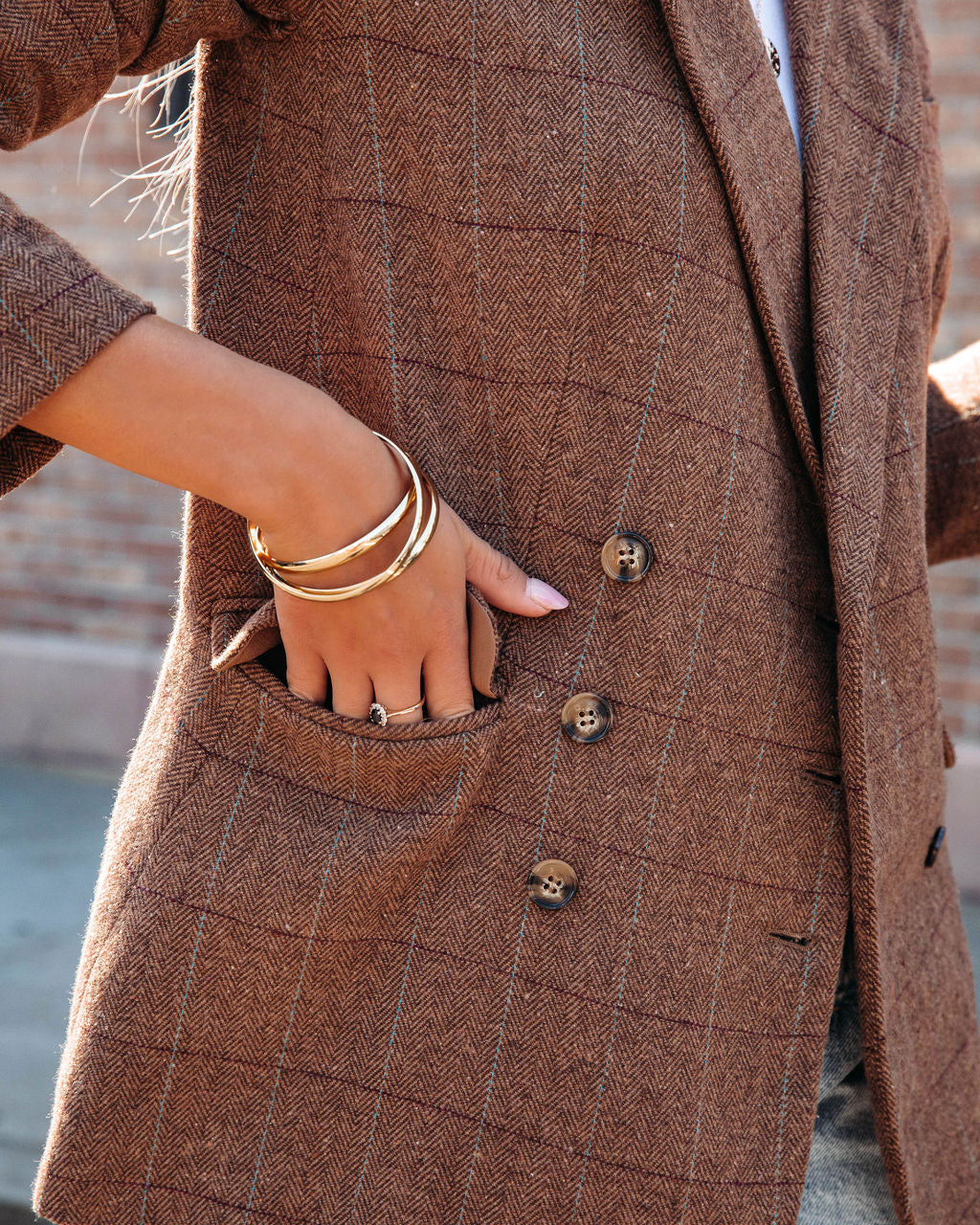 Glasgow Pocketed Herringbone Blazer