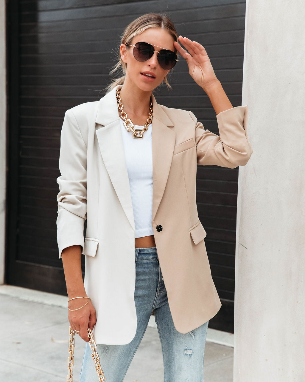 Finer Things In Life Pocketed Colorblock Blazer