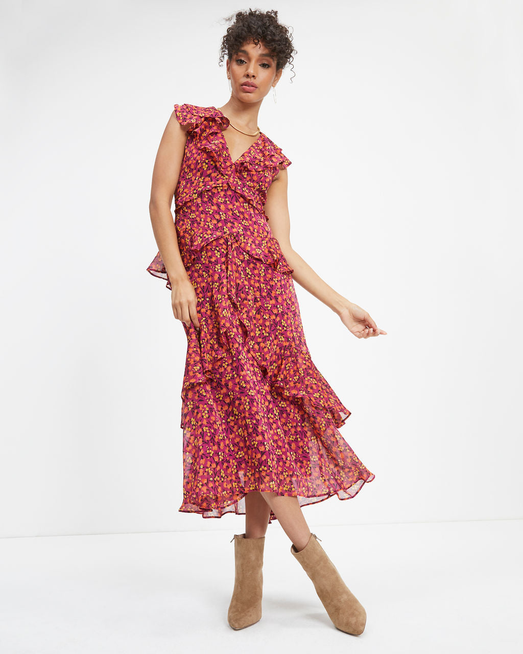 Autumn Wishes Floral Tiered Midi Dress - FINAL SALE