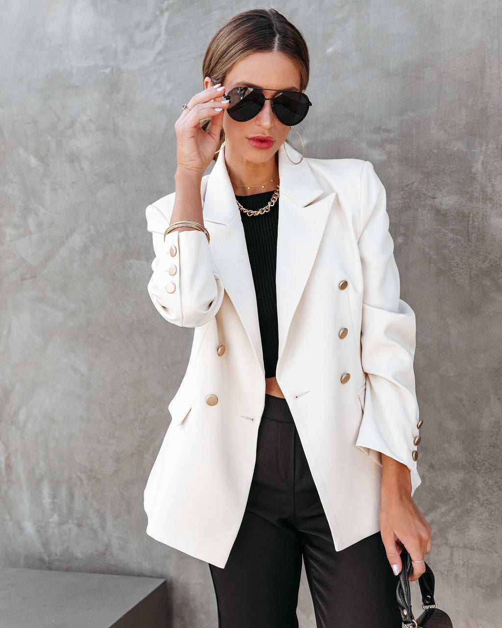 Portia Pocketed Blazer - Cream
